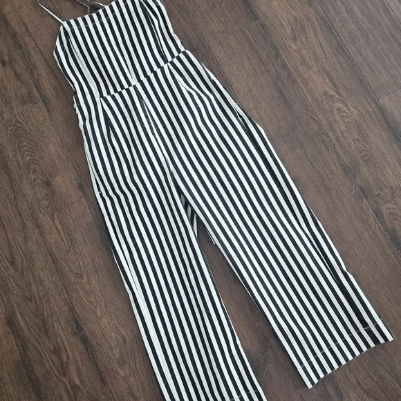 RACHEL Rachel Roy Black & White Striped Tie-Waist Jumpsuit - Picture 2 of 4